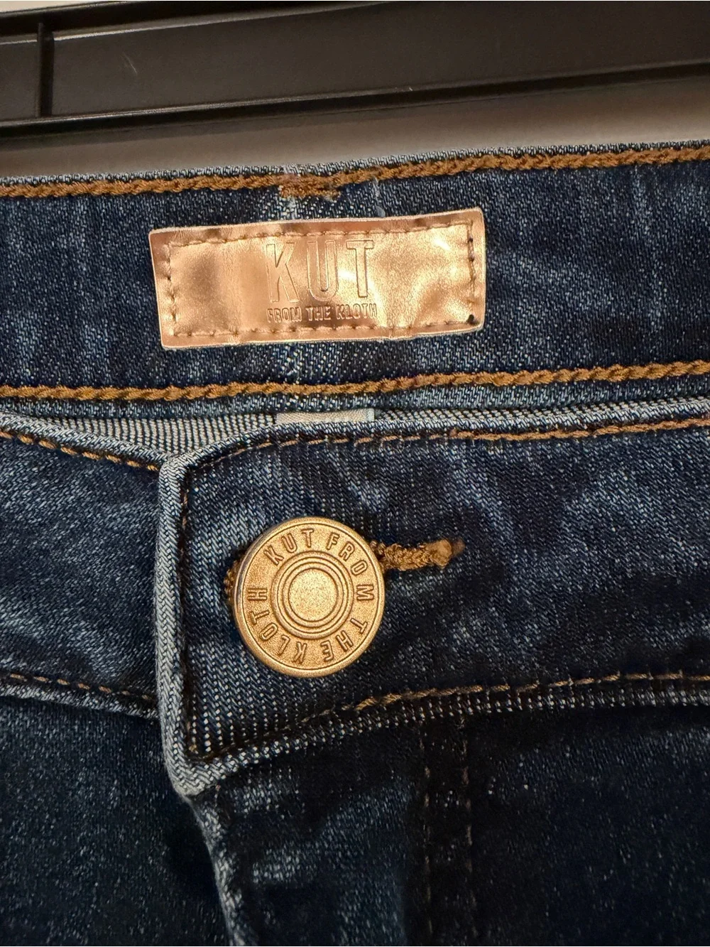 Kut from the Kloth Dark Blue Cropped Frayed-Hem Jeans